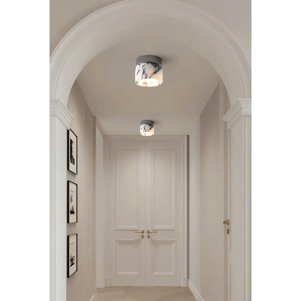 Selielle ronde marmeren plafondlamp