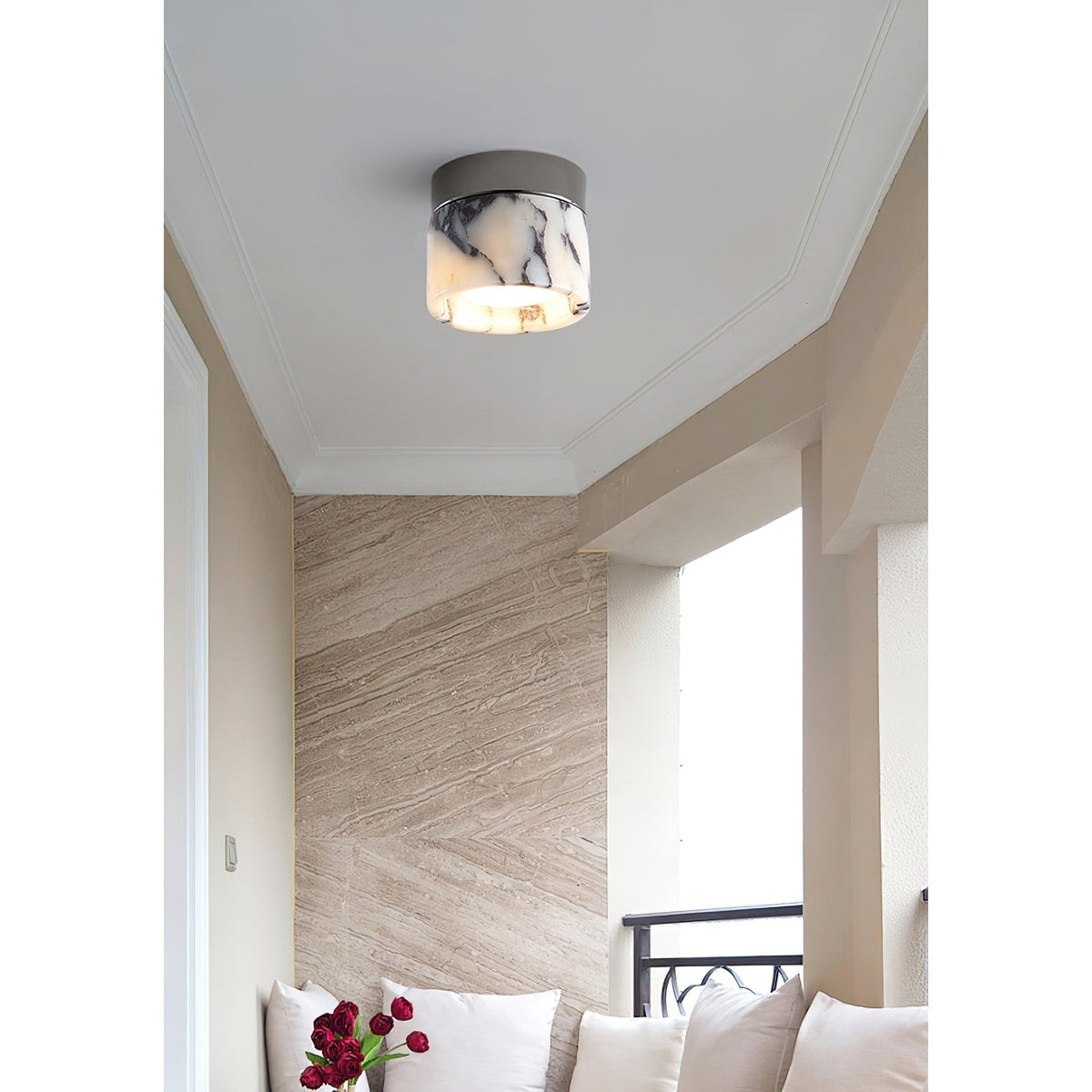 Selielle ronde marmeren plafondlamp