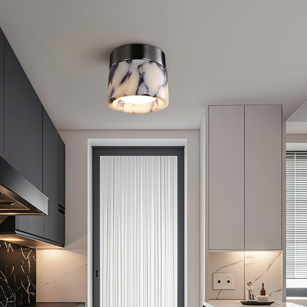 Selielle ronde marmeren plafondlamp