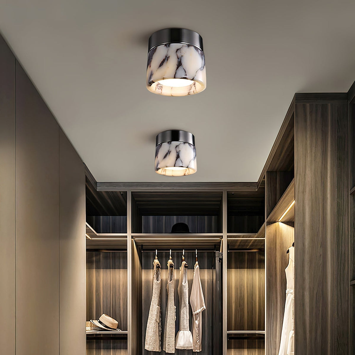 Selielle ronde marmeren plafondlamp