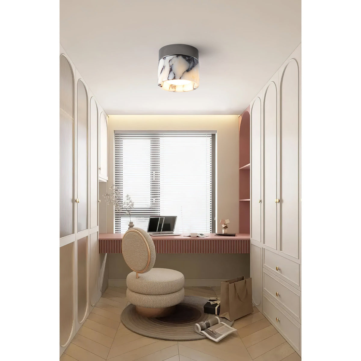 Selielle ronde marmeren plafondlamp