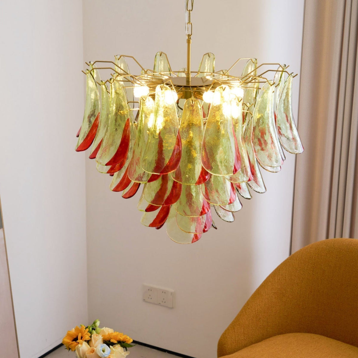 Celoraria Kroonluchter Murano-glas Bloemblaadjes Elegante