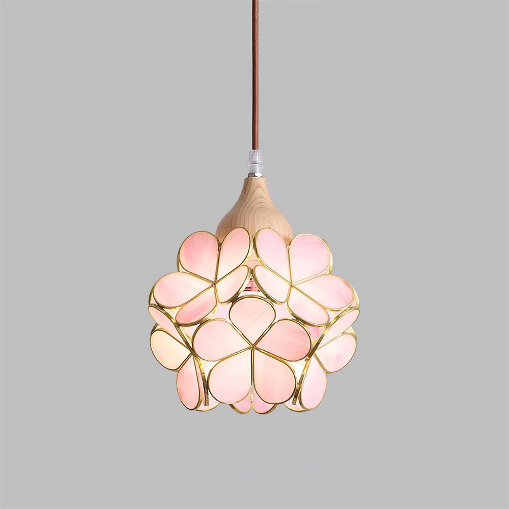 Velina hanglamp met roze bloemblaadjes