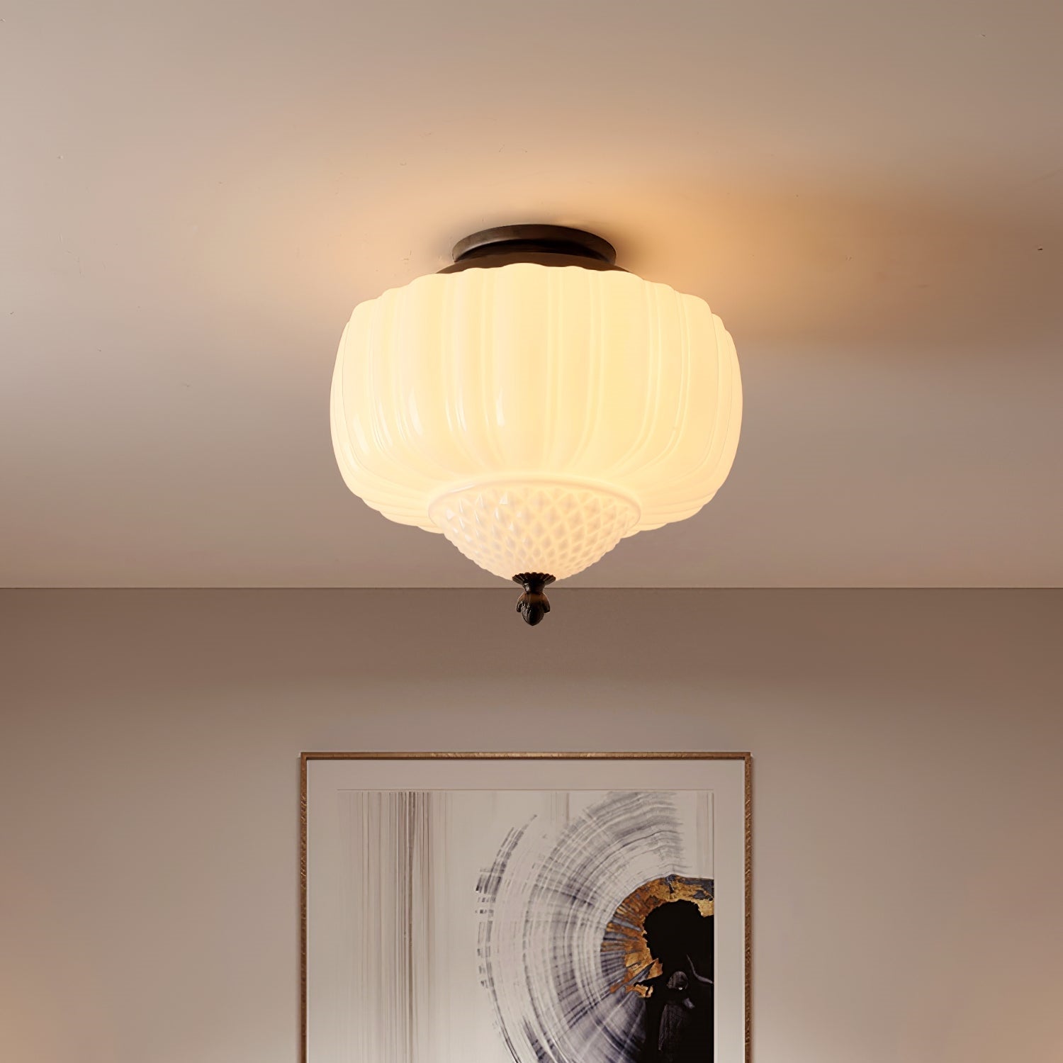 Nielsen Moderne Inbouwmontage Plafondlamp Metaal Glas Slaapkamer