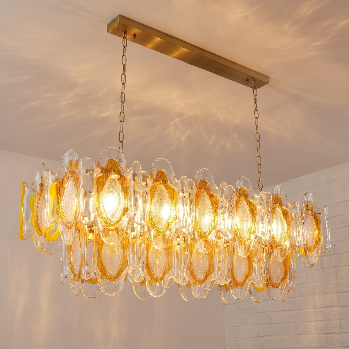 Liorueon lange kroonluchter van glas