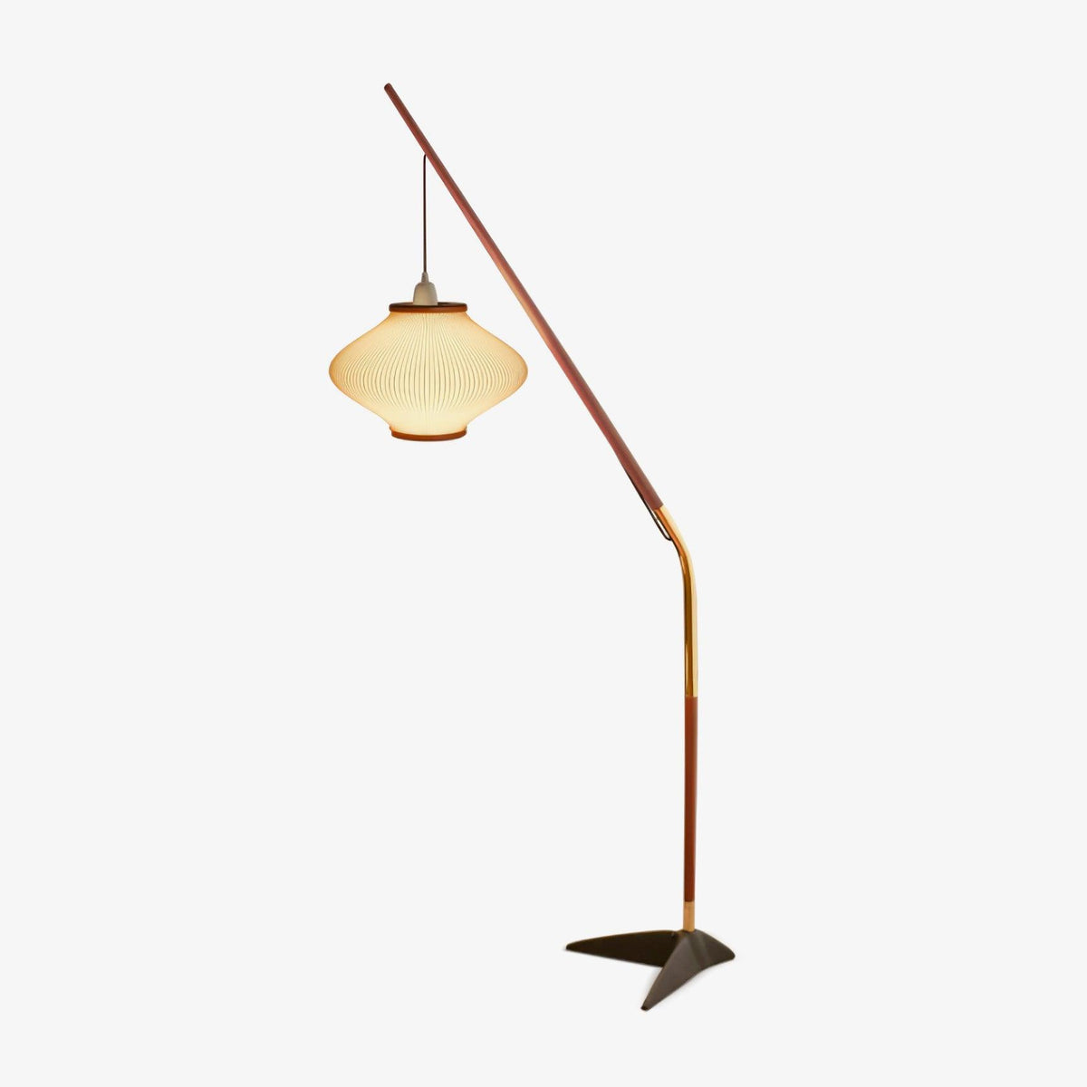 Ervenil Mid Century vloerlamp van glas van en Esenhout