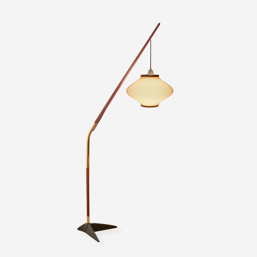 Ervenil Mid Century vloerlamp van glas van en Esenhout