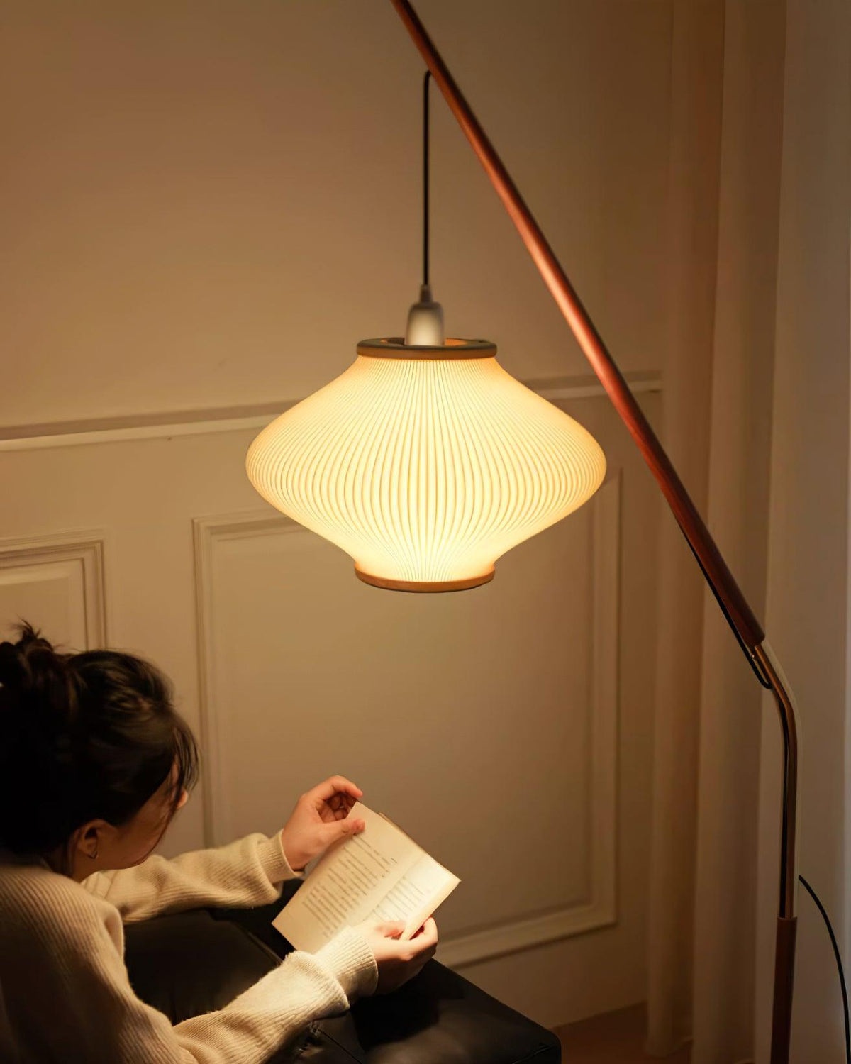 Ervenil Mid Century vloerlamp van glas van en Esenhout