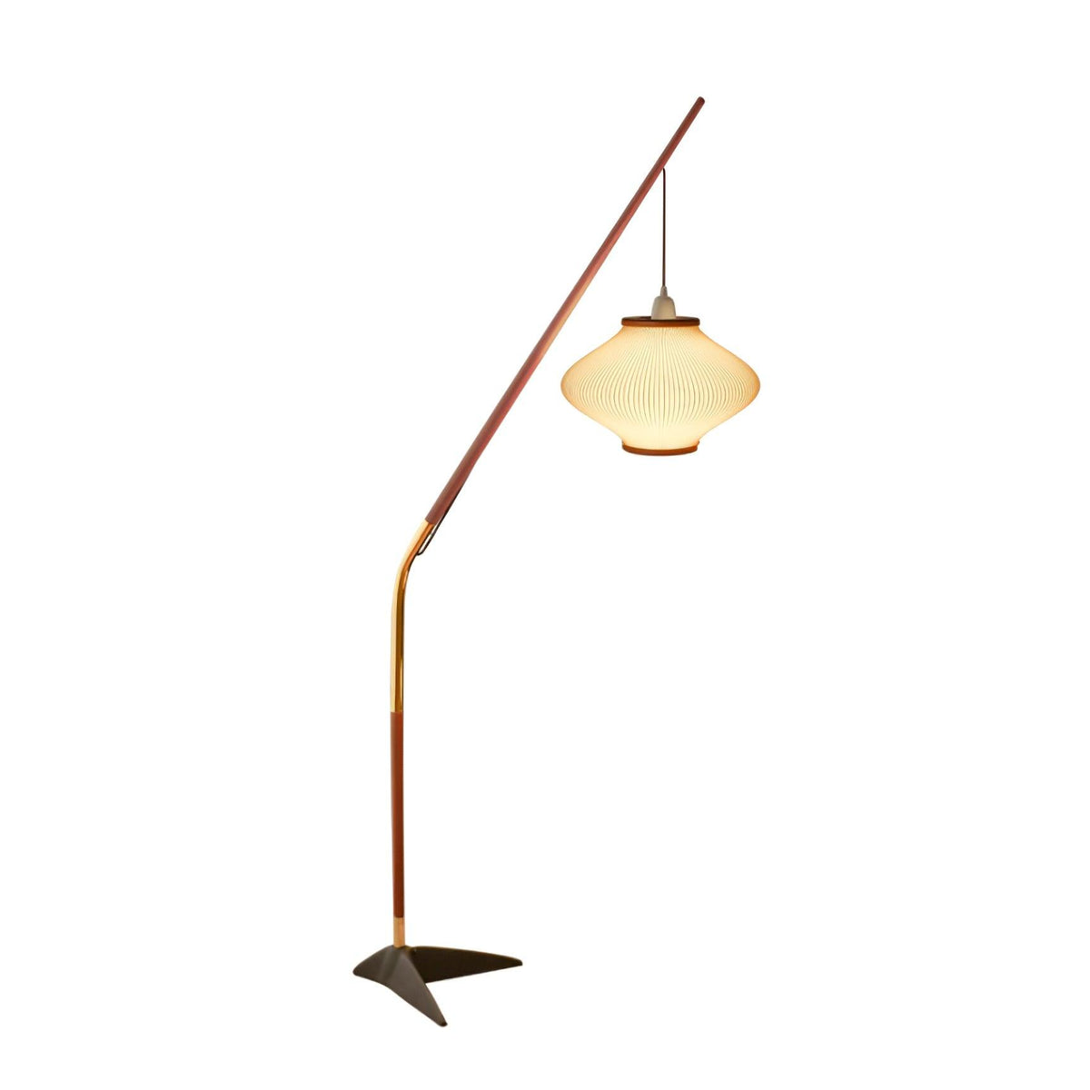 Ervenil Mid Century vloerlamp van glas van en Esenhout