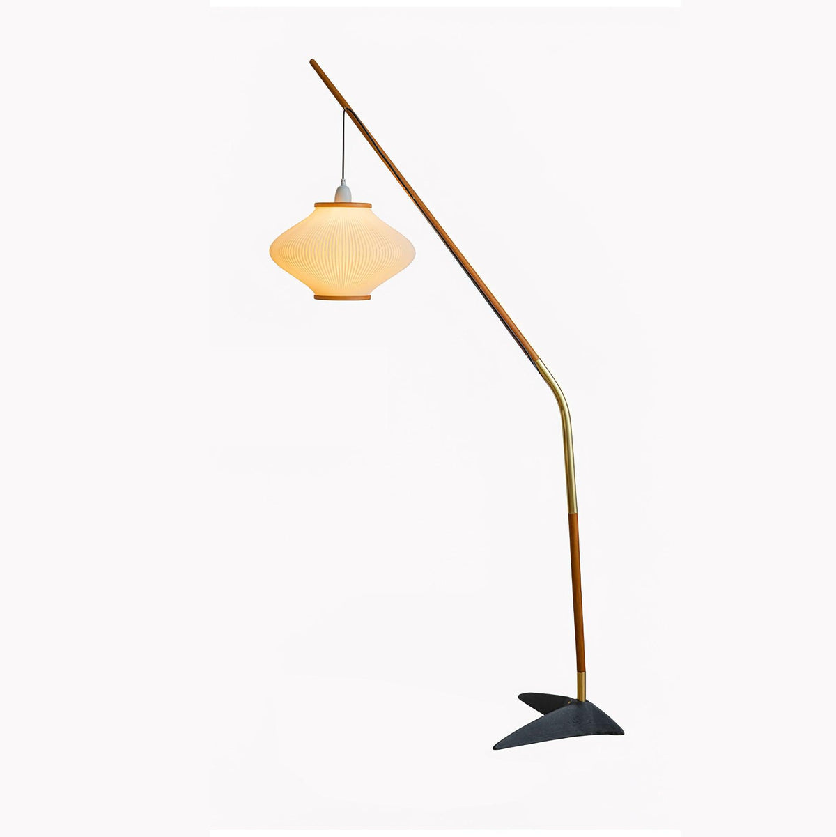 Ervenil Mid Century vloerlamp van glas van en Esenhout