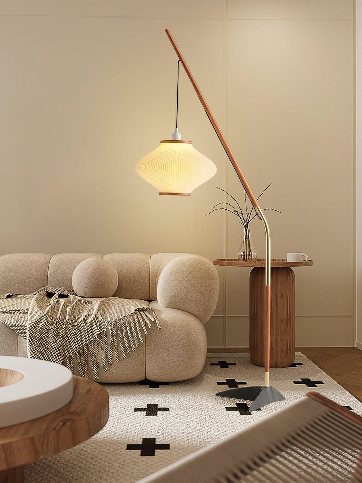 Ervenil Mid Century vloerlamp van glas van en Esenhout