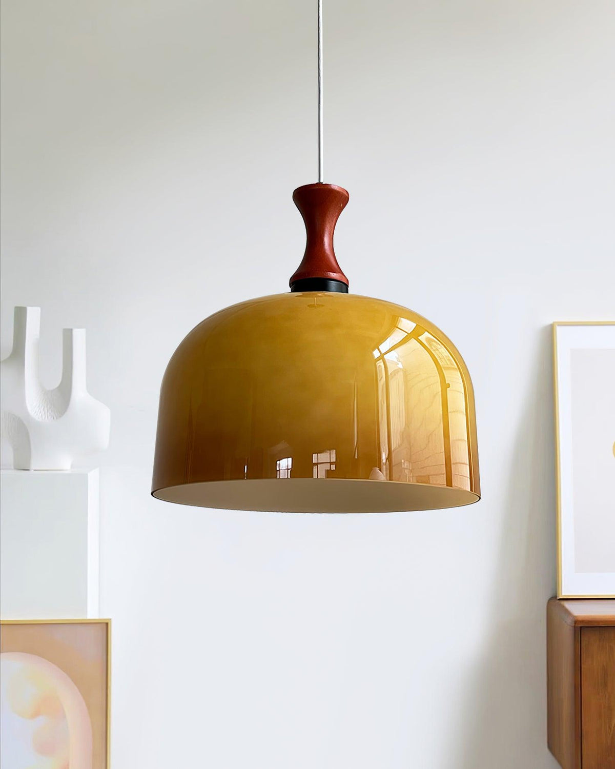 Lioraer Retro hanglamp met bruin glas
