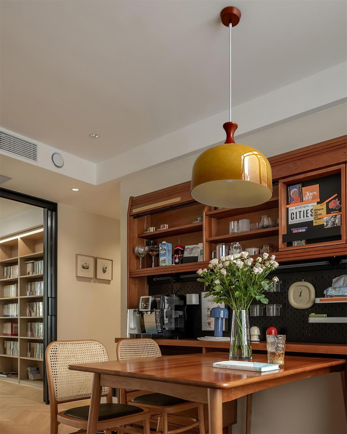 Lioraer Retro hanglamp met bruin glas