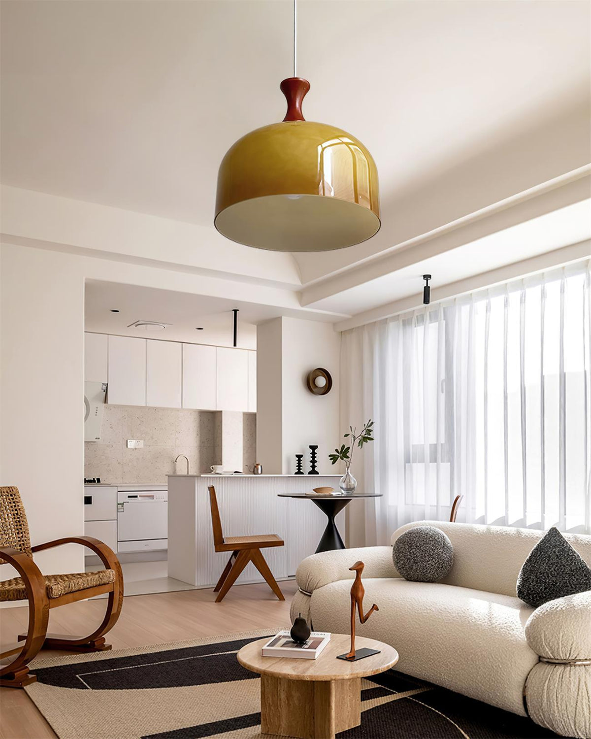 Lioraer Retro hanglamp met bruin glas