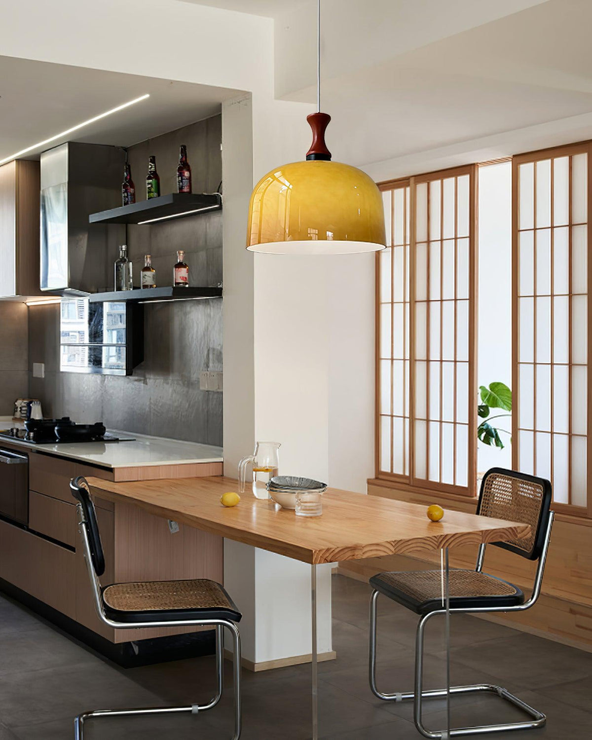 Lioraer Retro hanglamp met bruin glas