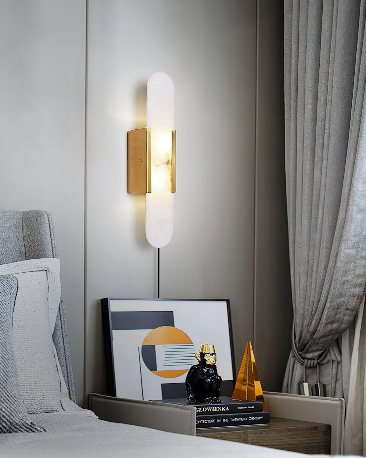 Bano Oblong albasten wandlamp met stekker