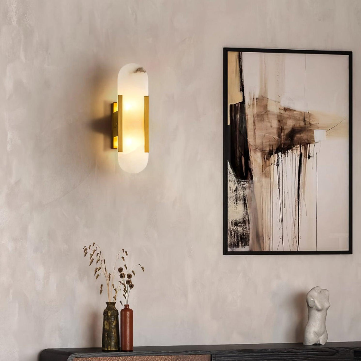 Bano Oblong albasten wandlamp met stekker