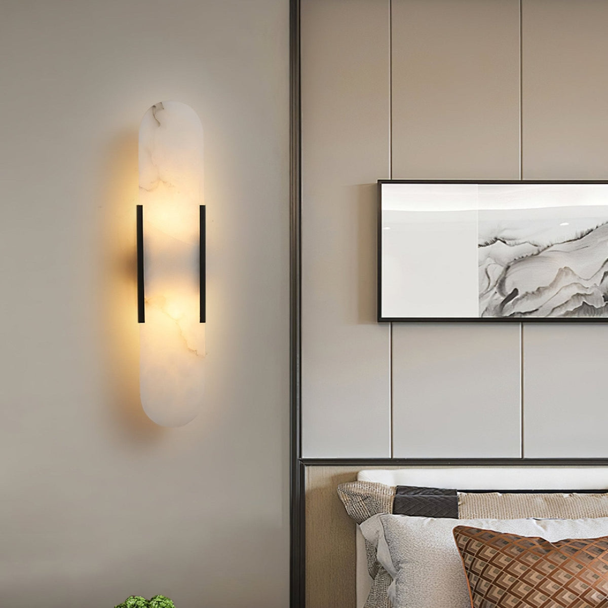 Bano Oblong albasten wandlamp met stekker