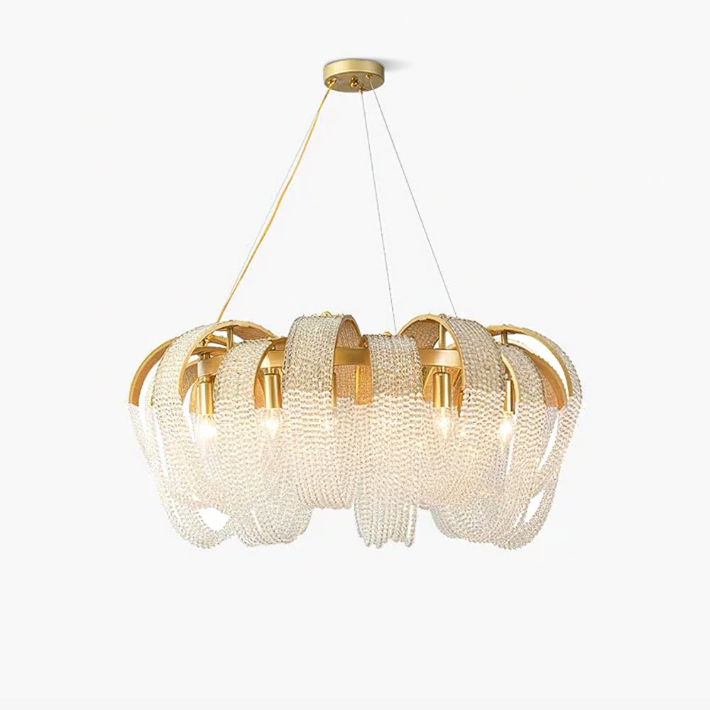 Siv kroonluchter met mesh kristal en gouden waterval-effect