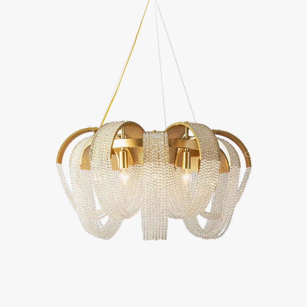 Siv kroonluchter met mesh kristal en gouden waterval-effect