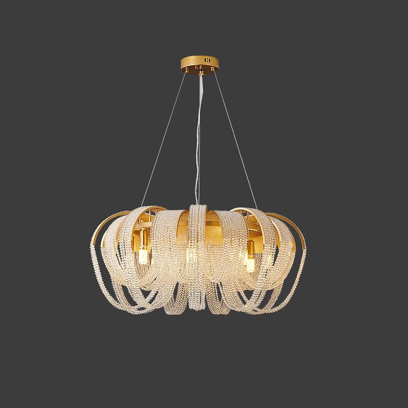 Siv kroonluchter met mesh kristal en gouden waterval-effect