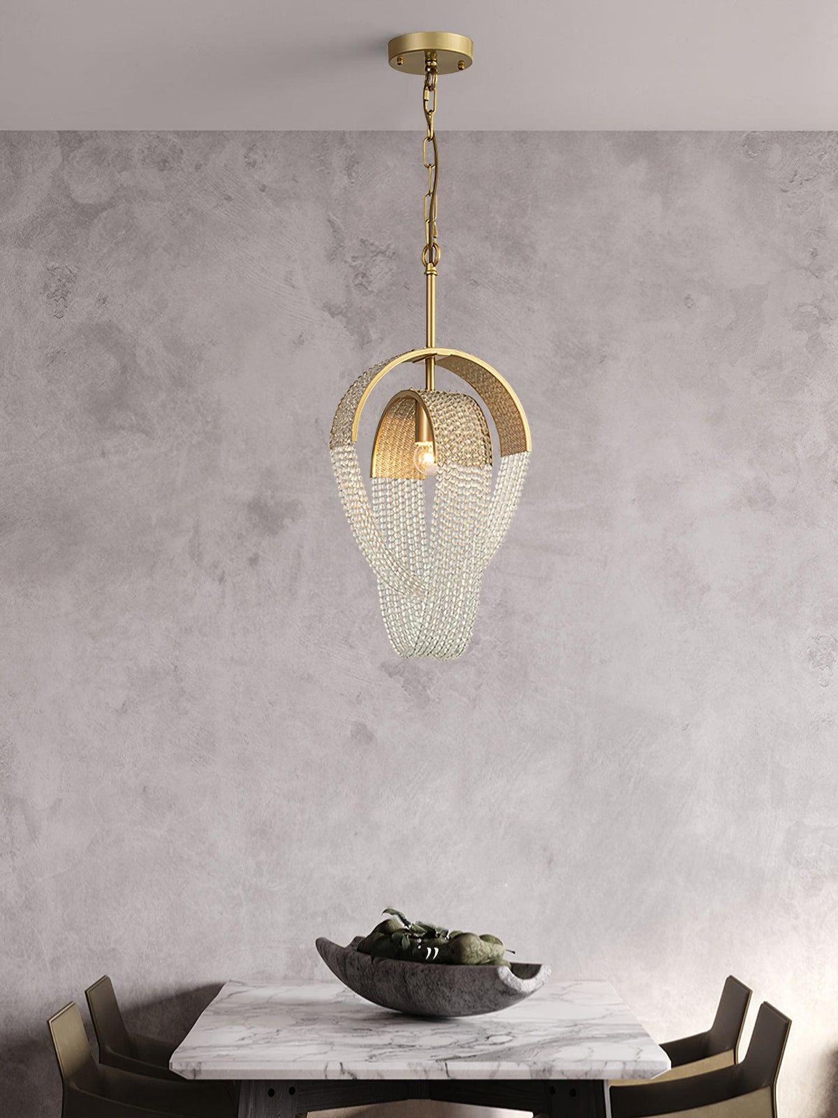 Siv kroonluchter met mesh kristal en gouden waterval-effect