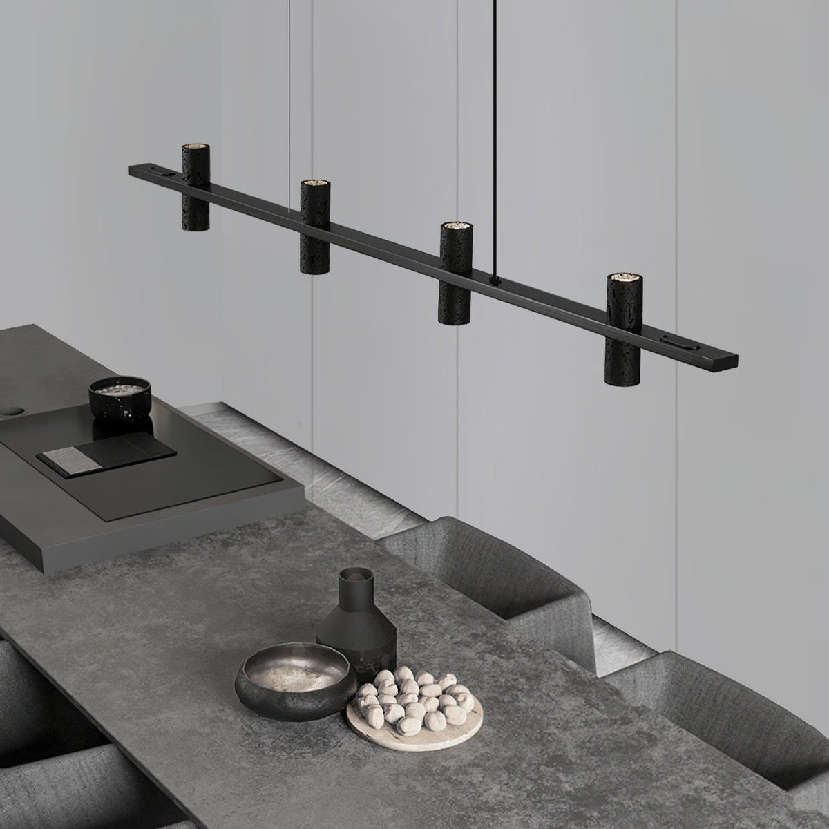 Nernis hanglamp Parallel Zwart travertin Minimalistisch Lineair