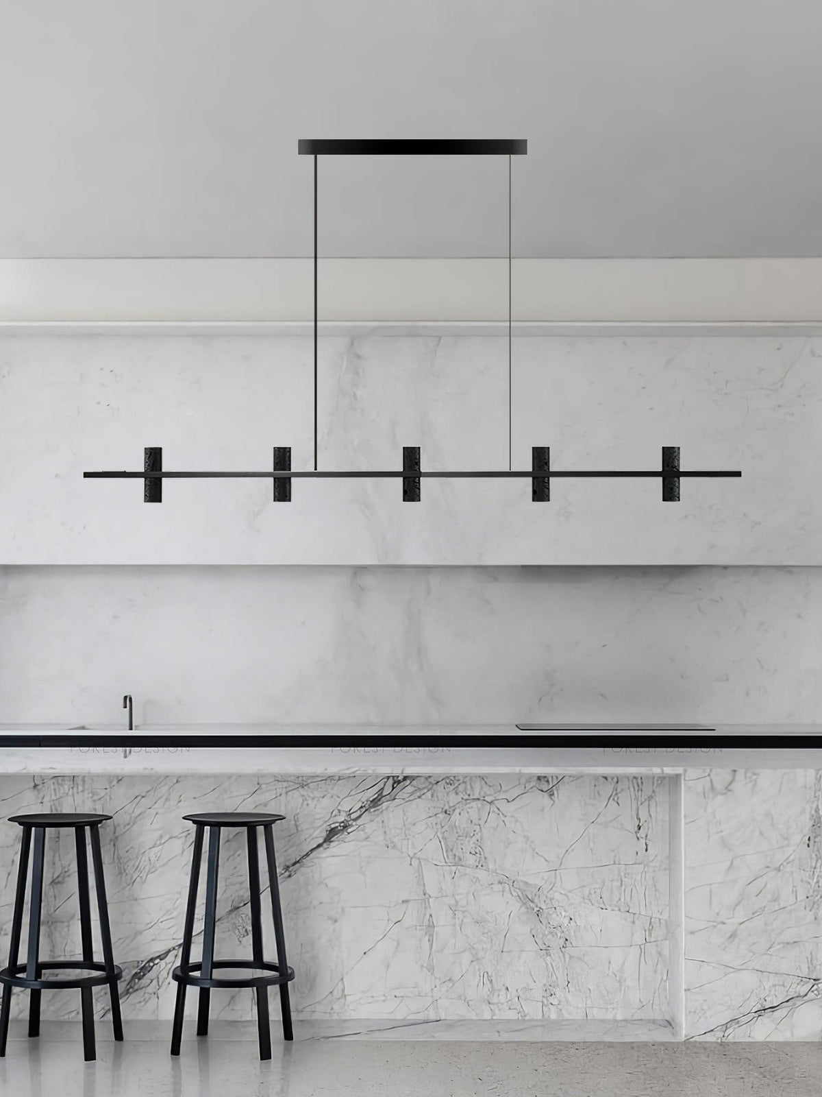 Nernis hanglamp Parallel Zwart travertin Minimalistisch Lineair