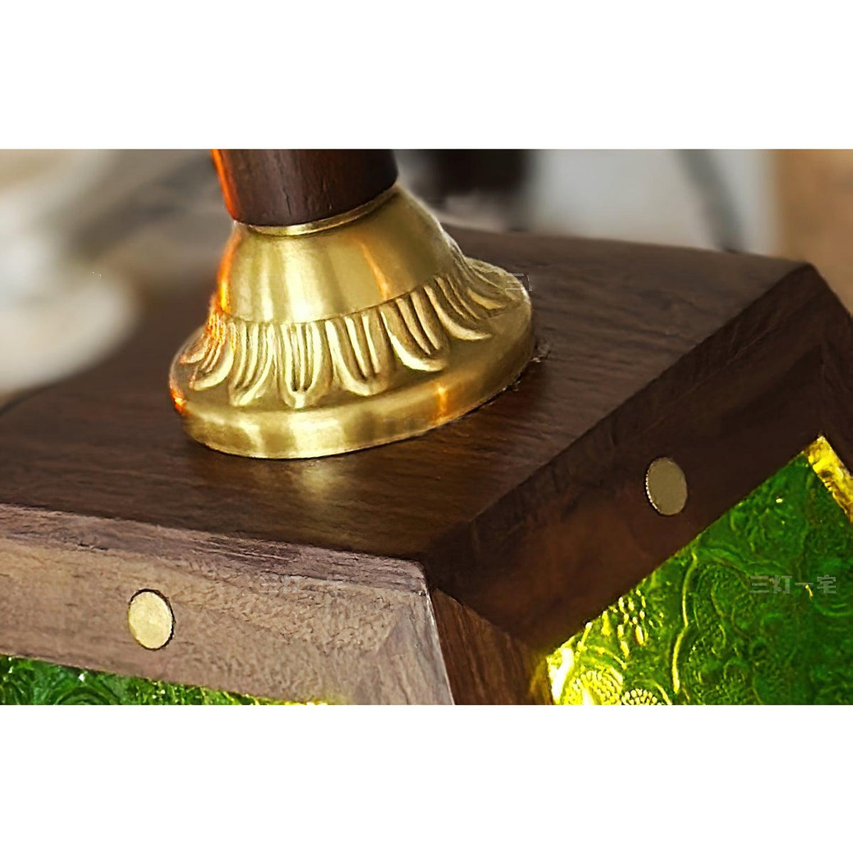 Zilten elegantie Vintage glas Hout hanglamp