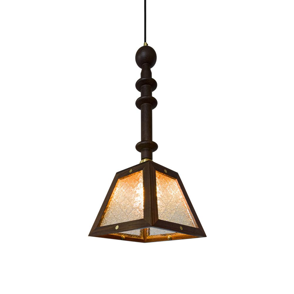 Zilten elegantie Vintage glas Hout hanglamp
