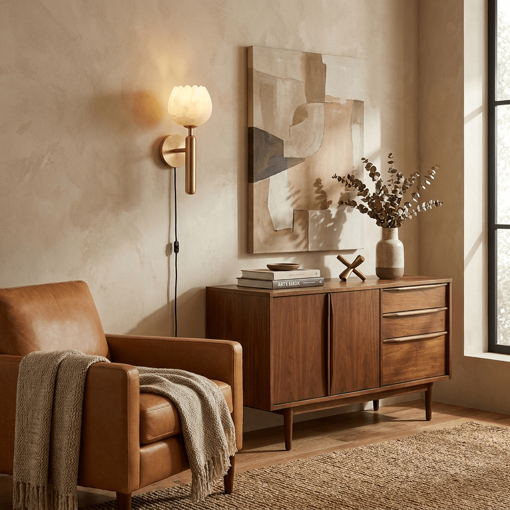 Ysoline wandlamp met stekker in albast