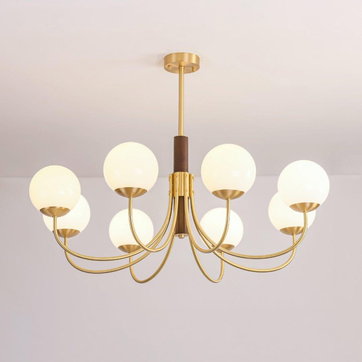 Elverella Kroonluchter Midas Touch Walnootbol messing