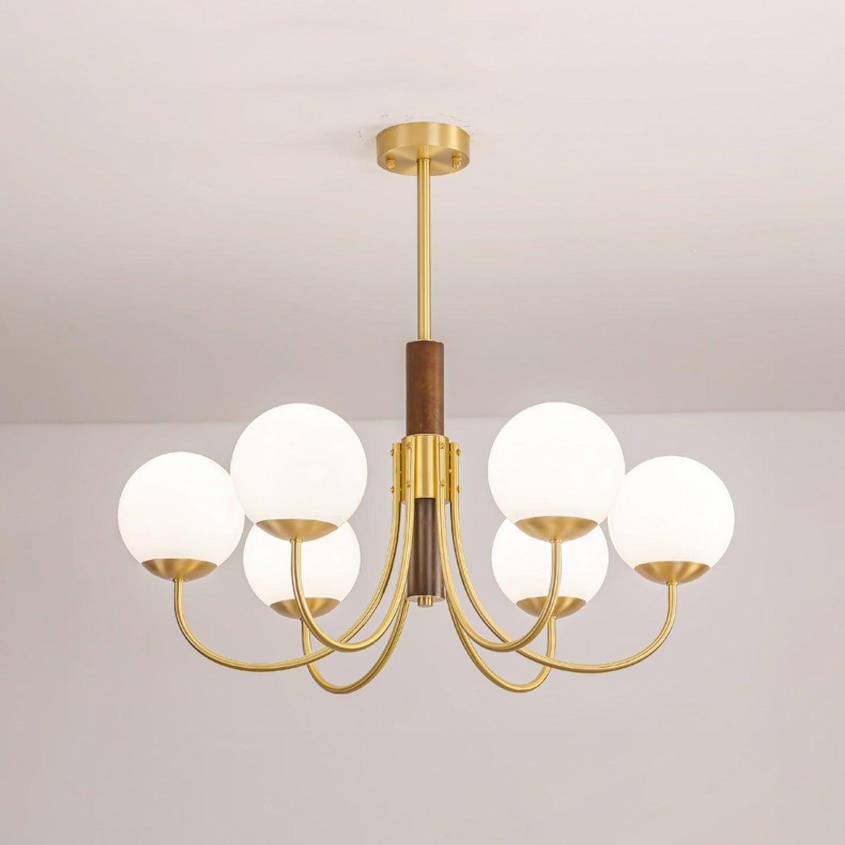 Elverella Kroonluchter Midas Touch Walnootbol messing