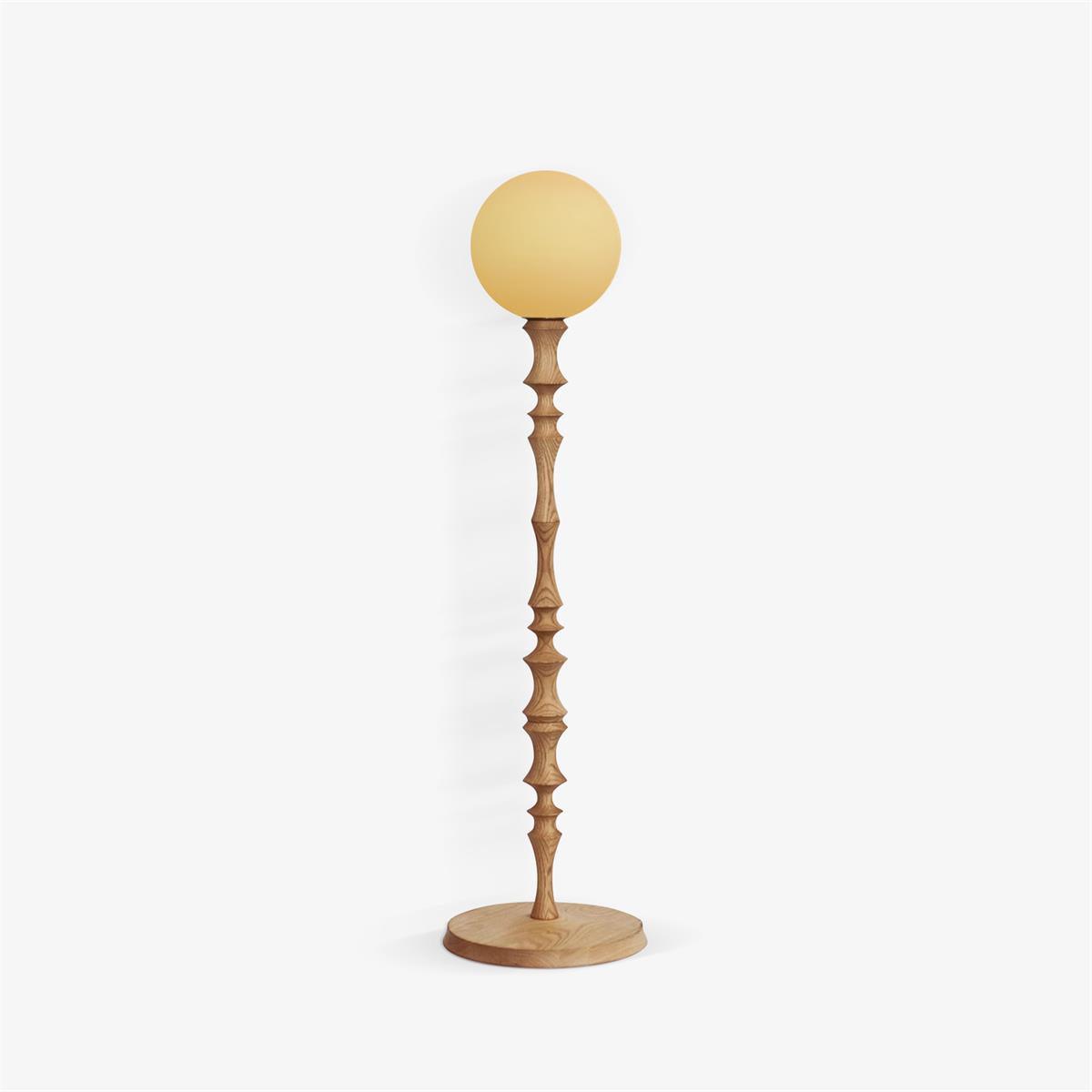 Vilten elegante vloerlamp van walnoot