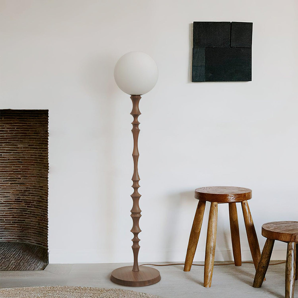 Vilten elegante vloerlamp van walnoot