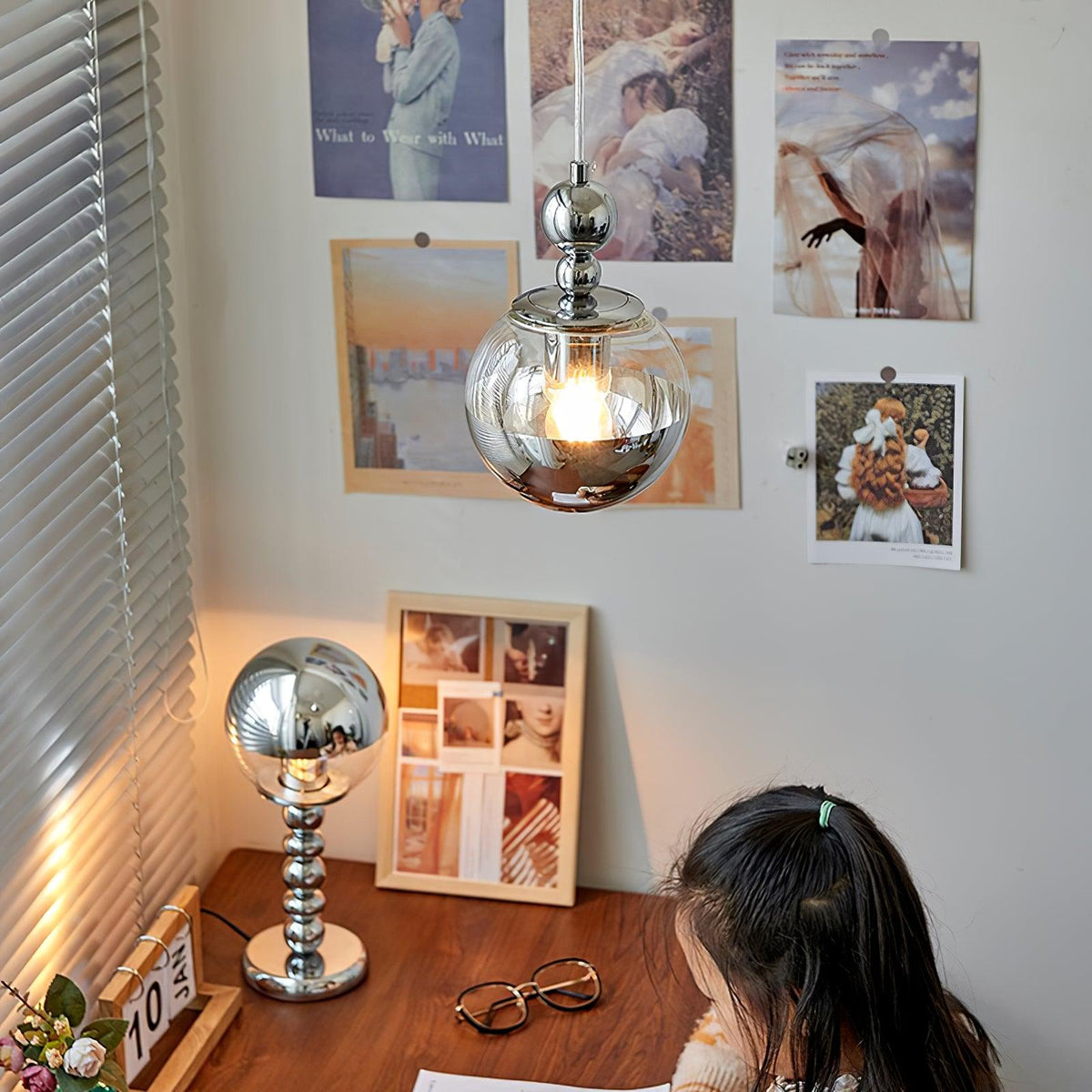 Zanorir Moderne minimalistische hanglamp met glazen spiegelbal