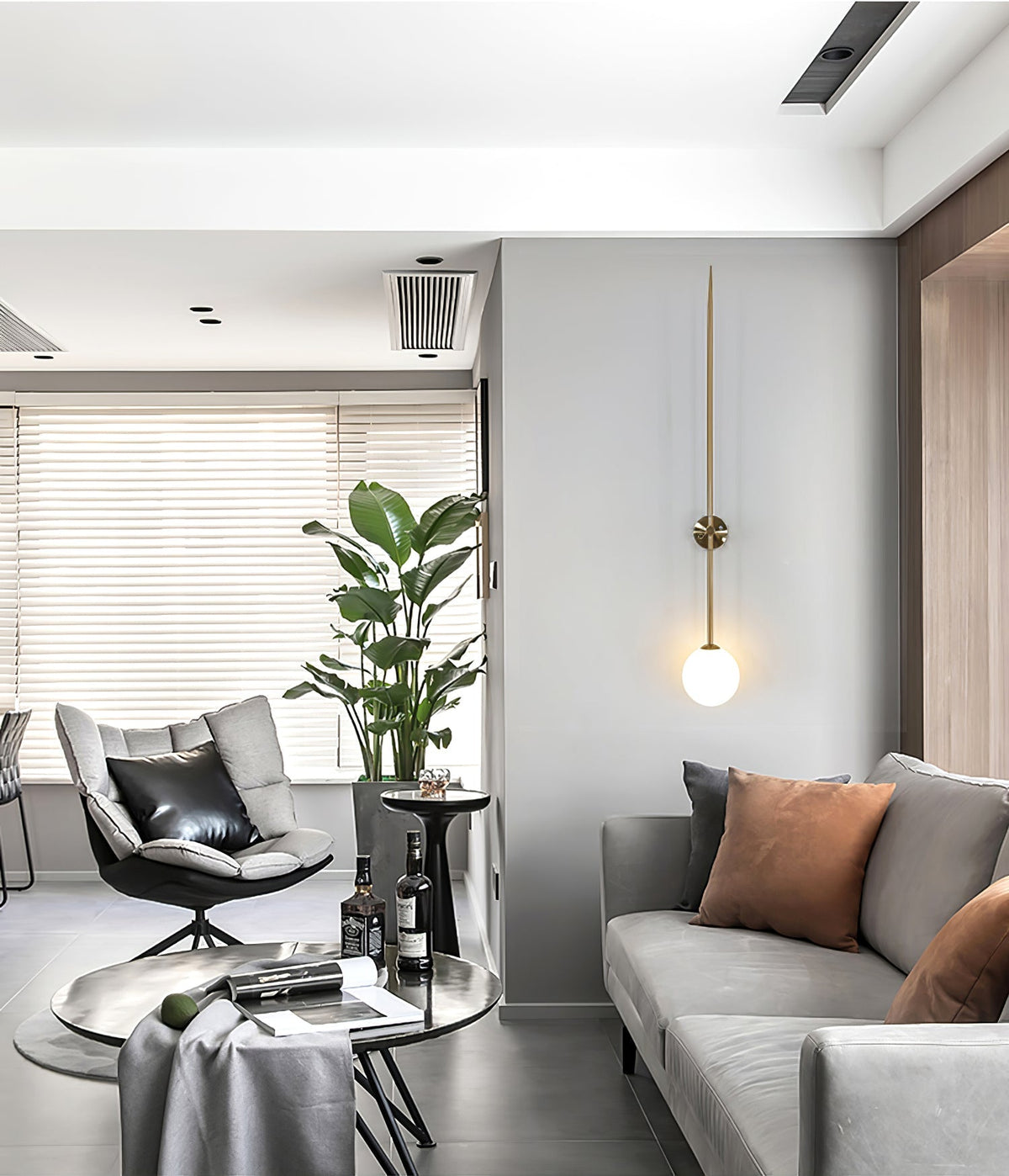 Veluelle Moderne minimalistische wandlamp met mobiele glaskogel