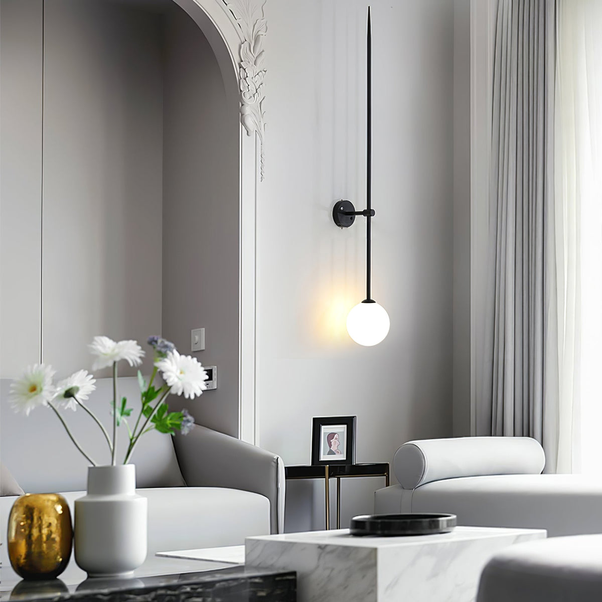 Veluelle Moderne minimalistische wandlamp met mobiele glaskogel
