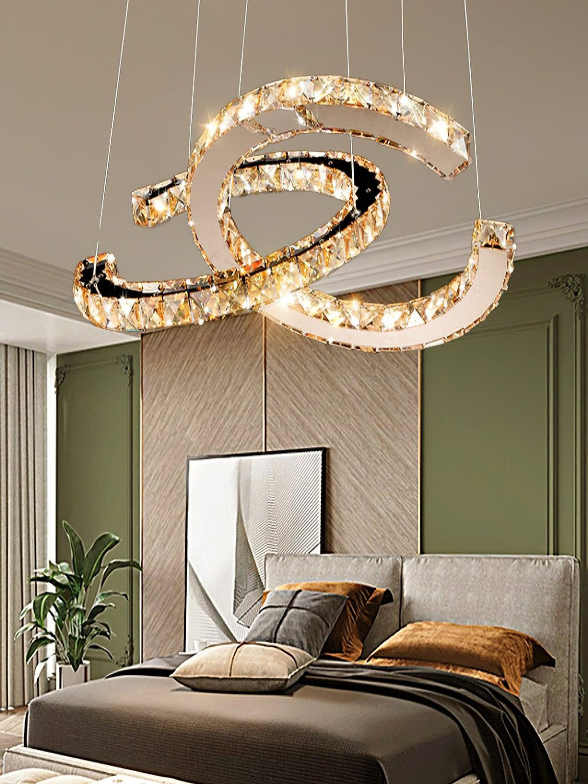 Luxisine Kroonluchter Kristallen Dubbele C Moderne Zilver 2-Ring