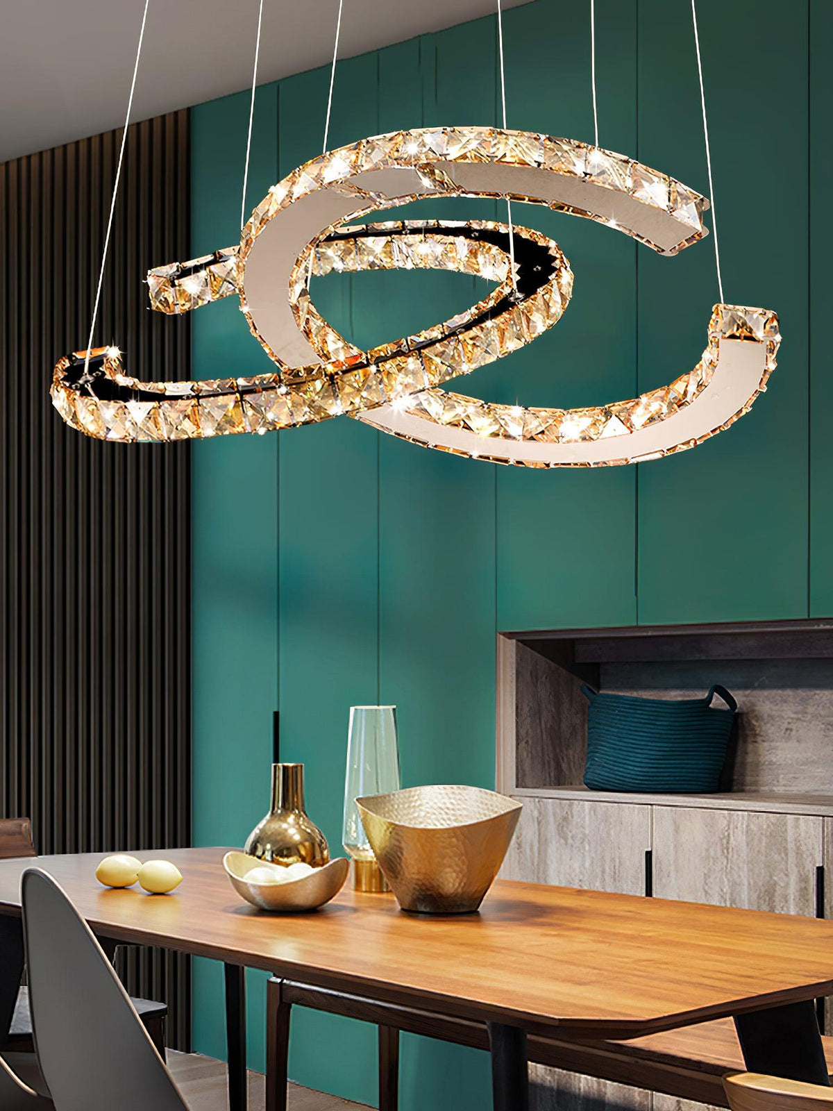 Luxisine Kroonluchter Kristallen Dubbele C Moderne Zilver 2-Ring