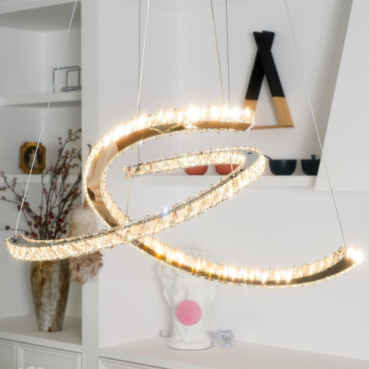 Luxisine Kroonluchter Kristallen Dubbele C Moderne Zilver 2-Ring