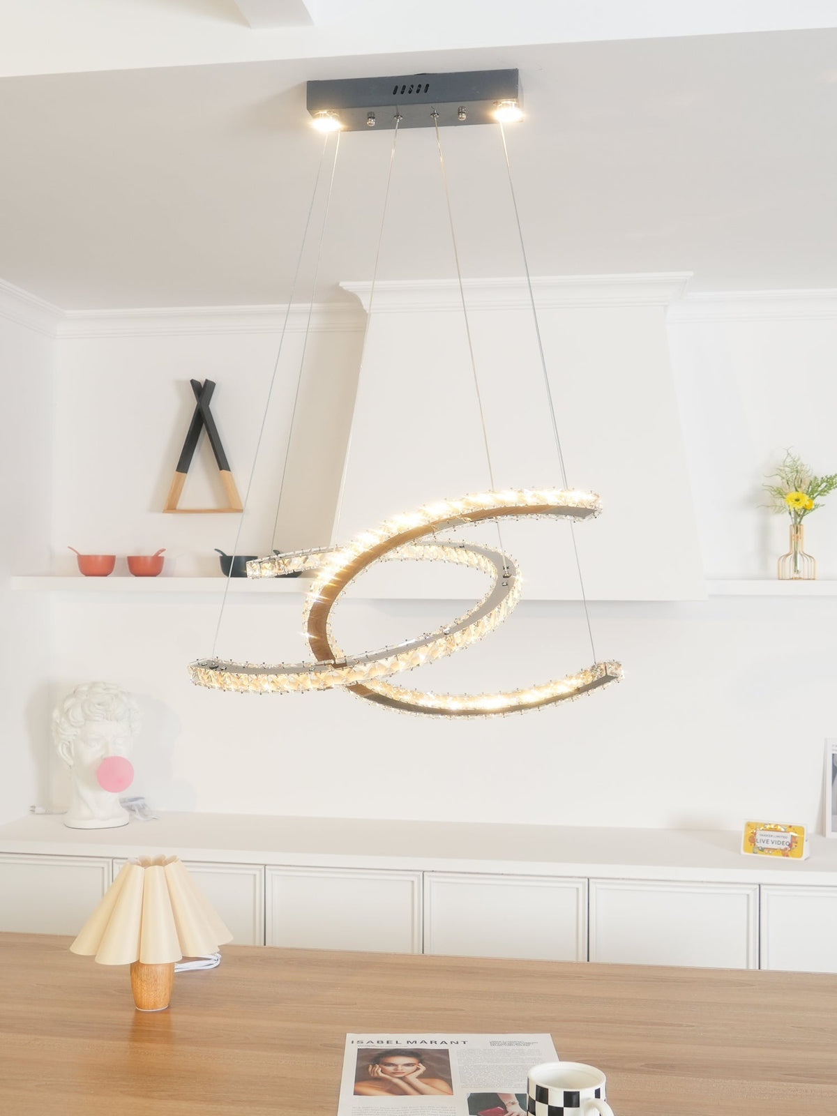 Luxisine Kroonluchter Kristallen Dubbele C Moderne Zilver 2-Ring