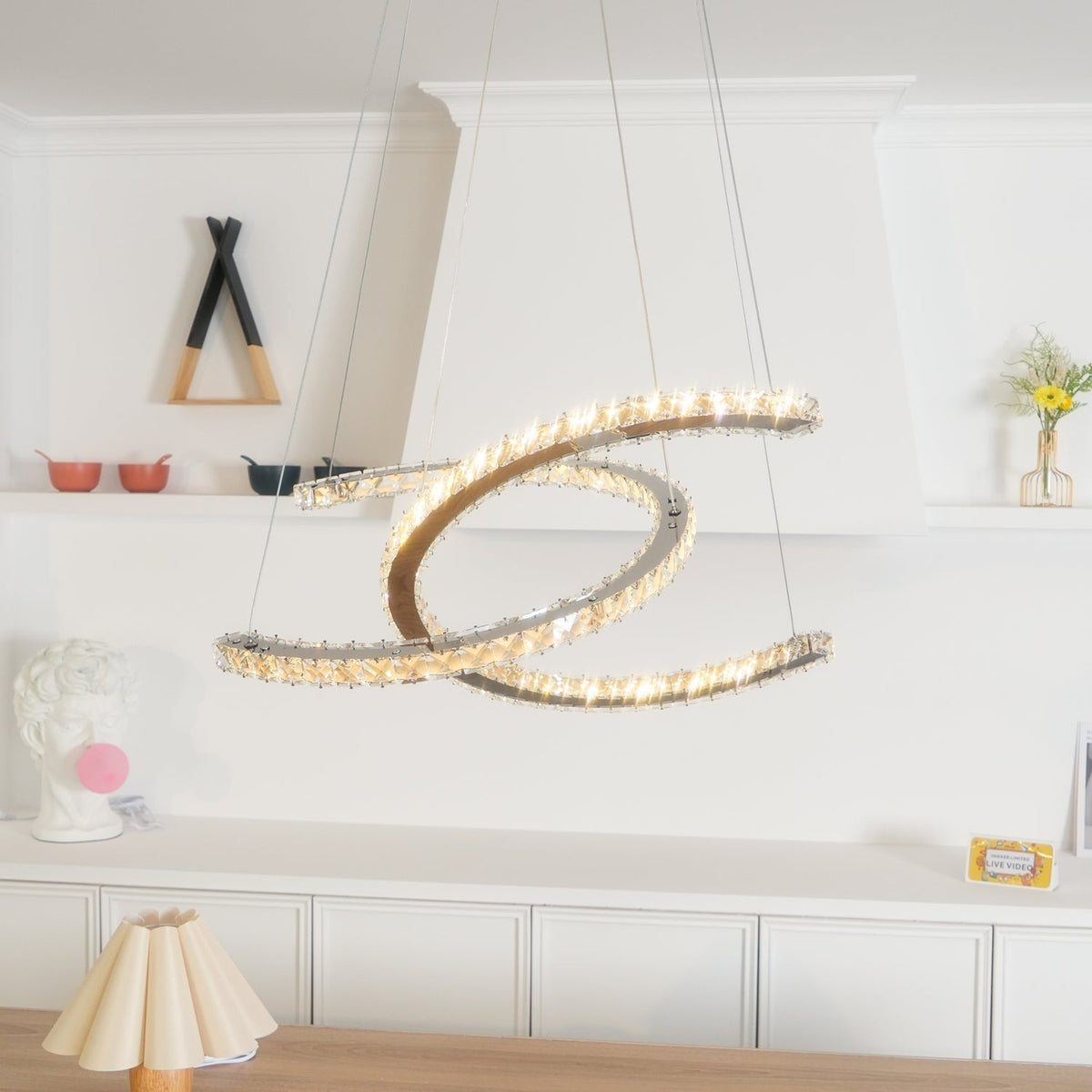 Luxisine Kroonluchter Kristallen Dubbele C Moderne Zilver 2-Ring