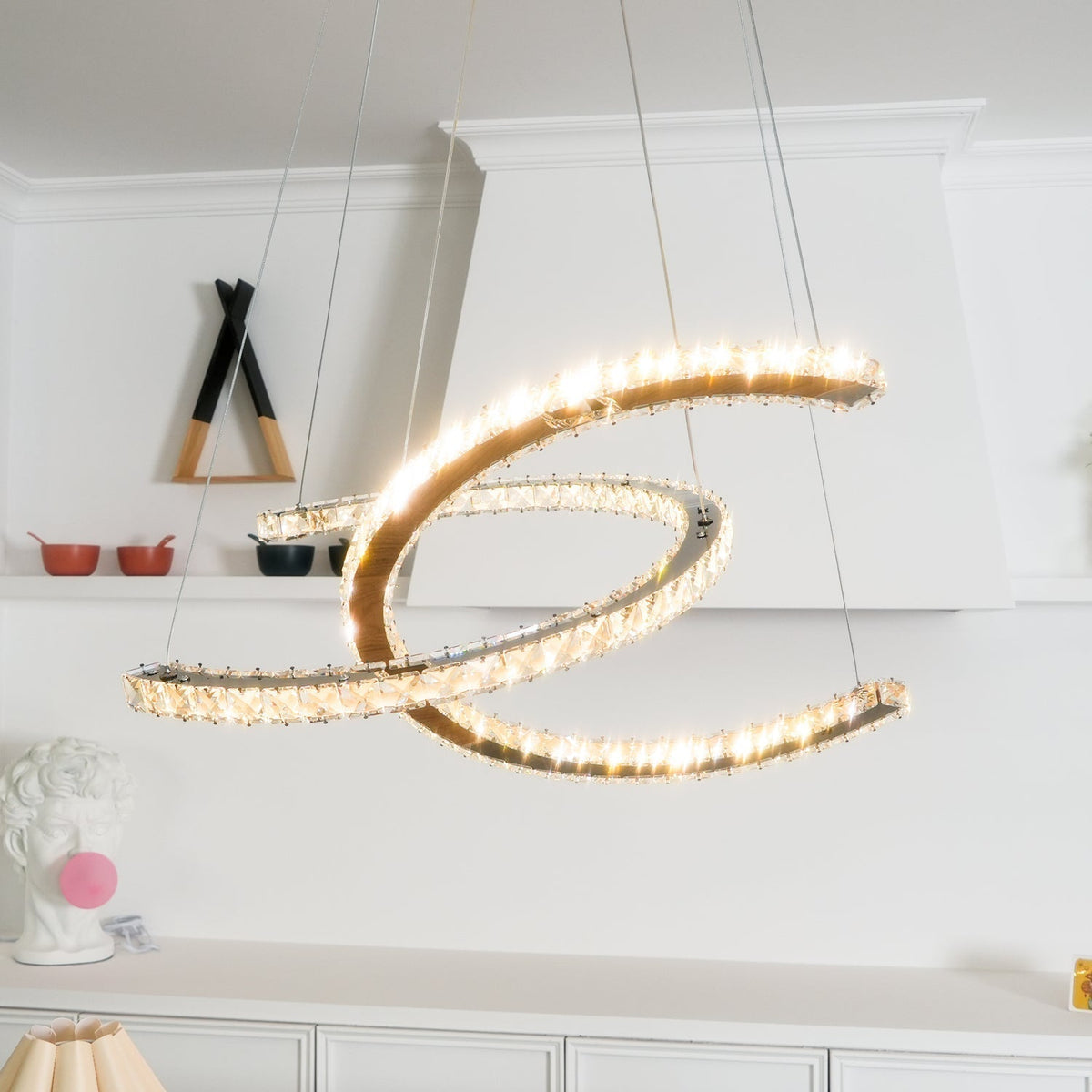 Luxisine Kroonluchter Kristallen Dubbele C Moderne Zilver 2-Ring