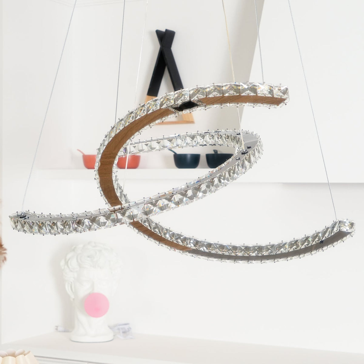 Luxisine Kroonluchter Kristallen Dubbele C Moderne Zilver 2-Ring