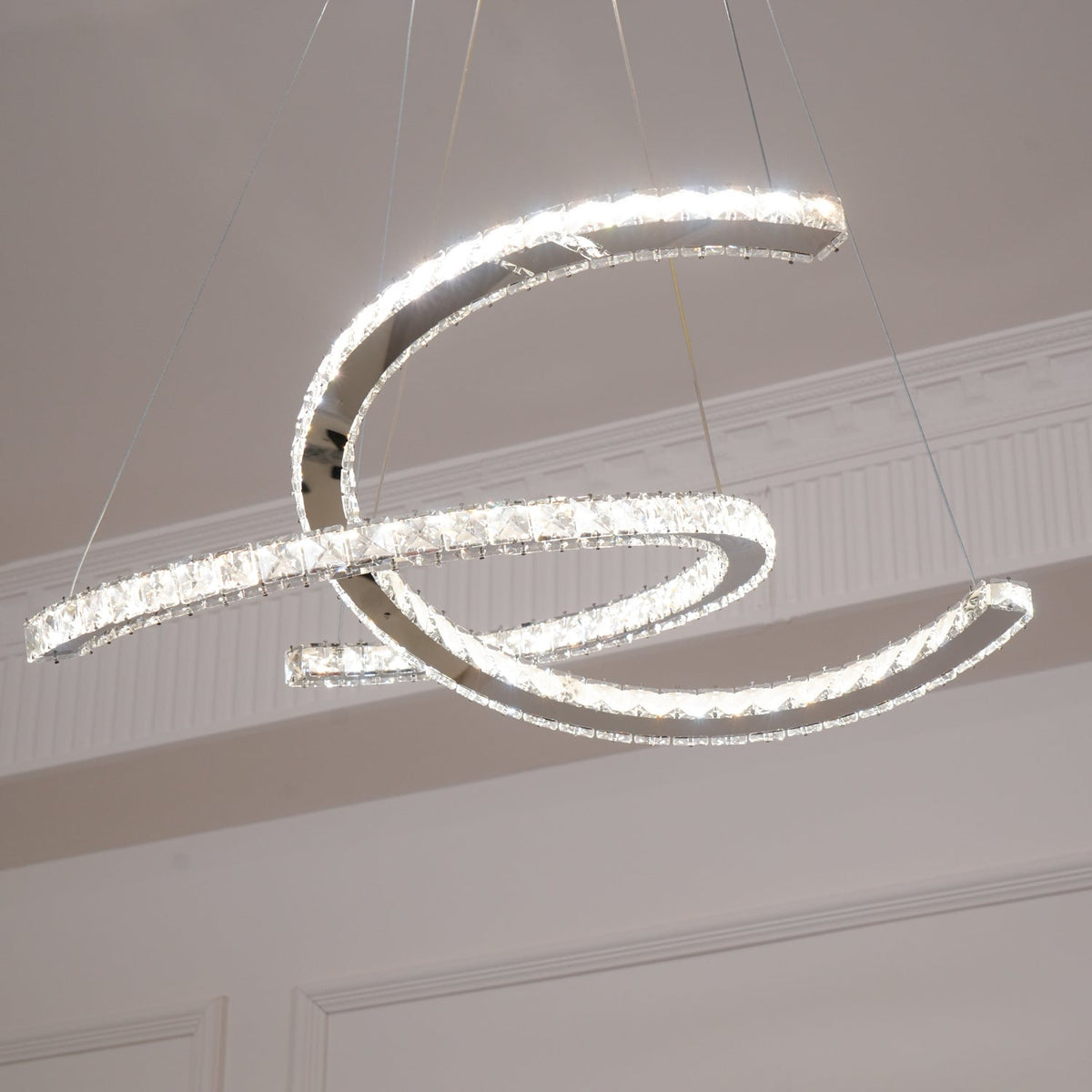 Luxisine Kroonluchter Kristallen Dubbele C Moderne Zilver 2-Ring