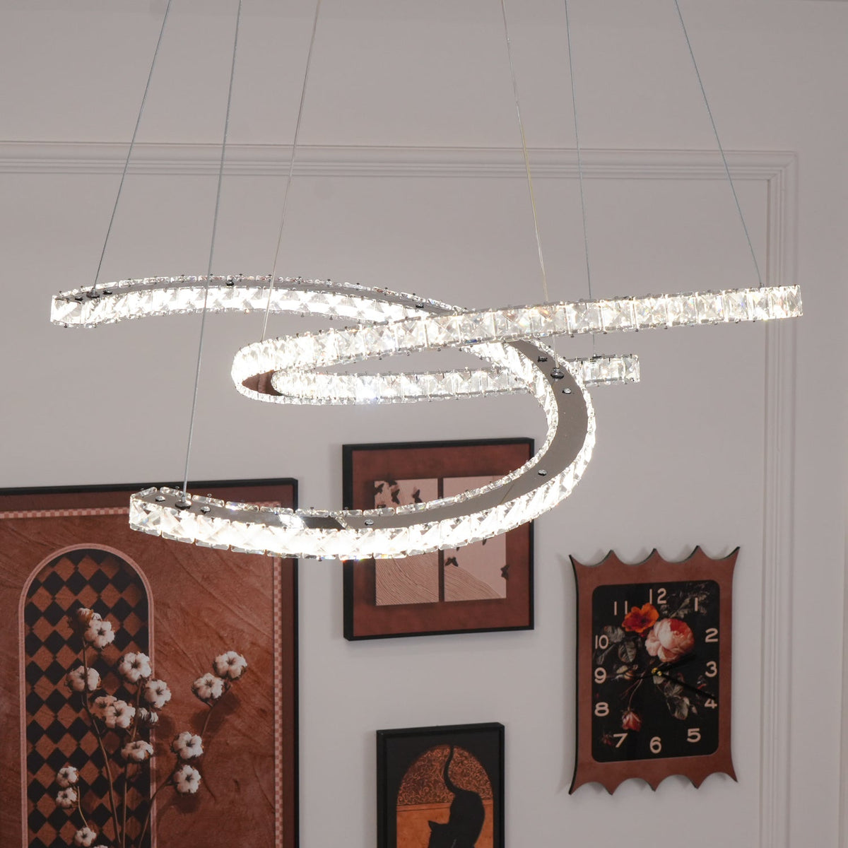 Luxisine Kroonluchter Kristallen Dubbele C Moderne Zilver 2-Ring