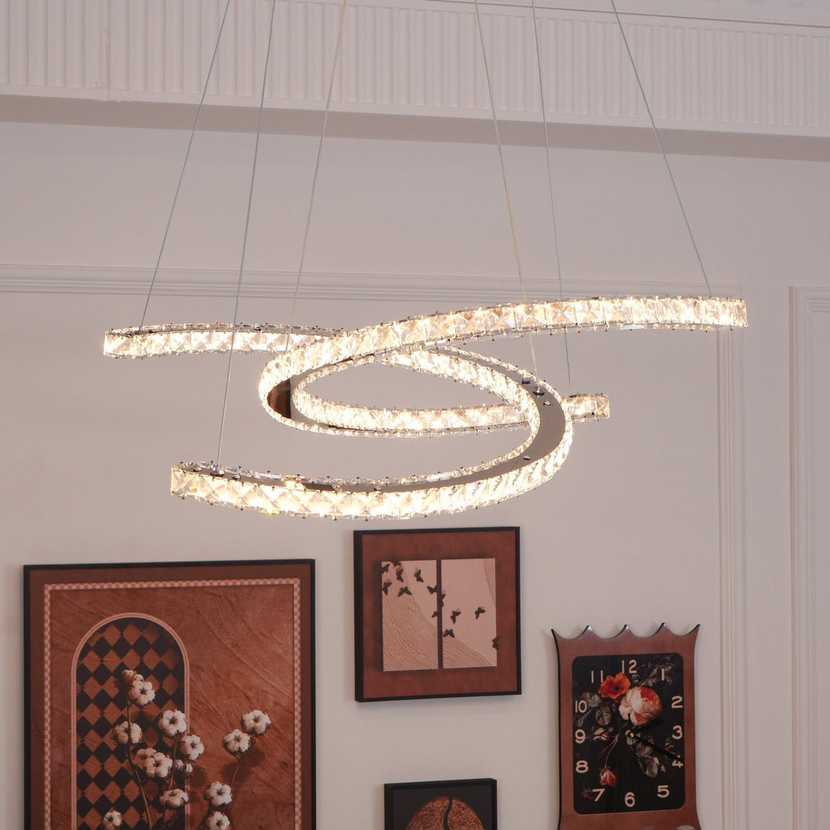 Luxisine Kroonluchter Kristallen Dubbele C Moderne Zilver 2-Ring