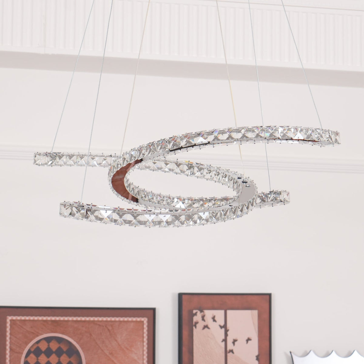 Luxisine Kroonluchter Kristallen Dubbele C Moderne Zilver 2-Ring