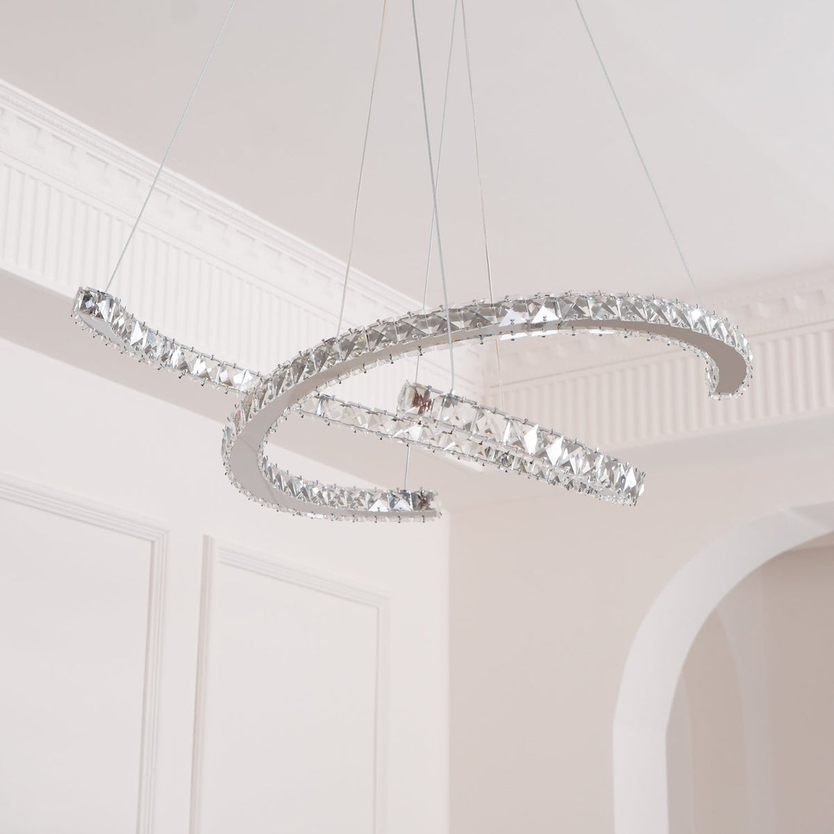 Luxisine Kroonluchter Kristallen Dubbele C Moderne Zilver 2-Ring